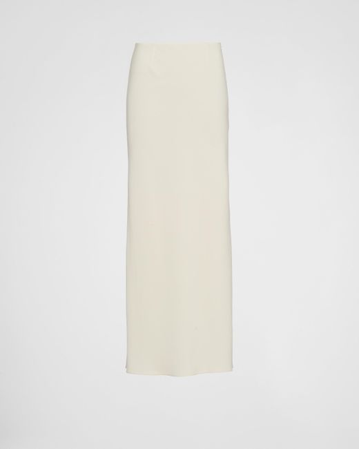 Prada White Long Sablé Skirt