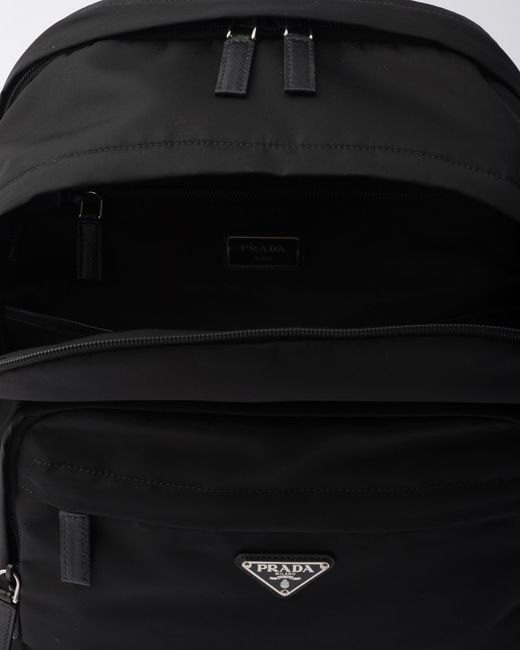 Prada Black Re-nylon Logo-plaque Backpack for men
