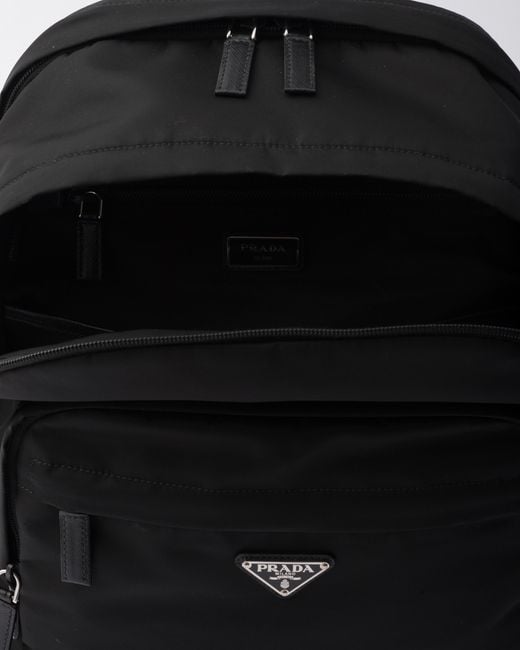 Prada Black Re-nylon Logo-plaque Backpack for men
