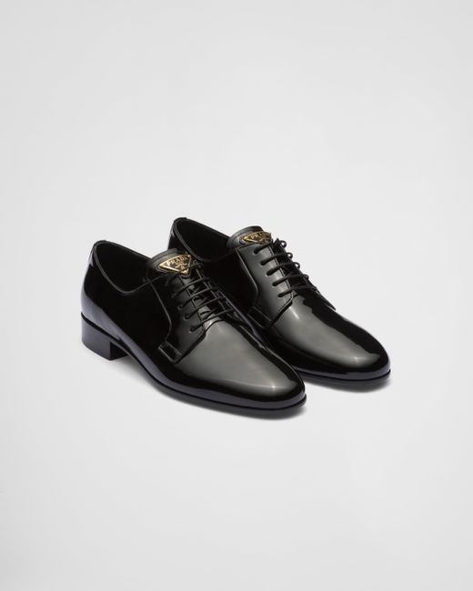Chaussures À Lacets En Cuir Verni Prada en coloris Black
