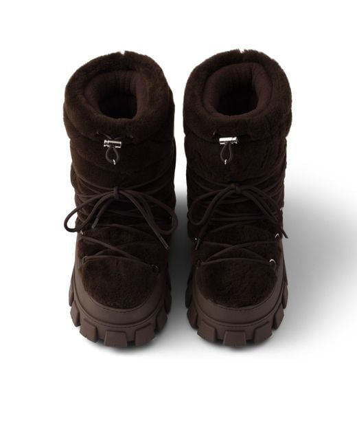 Prada Black Shearling Après Ski Booties