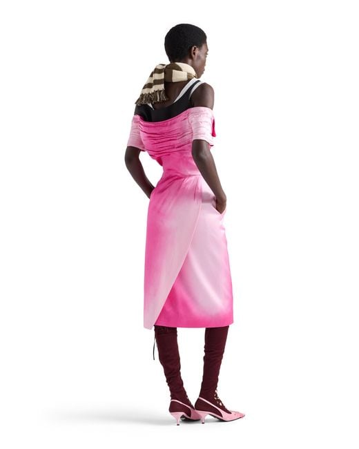 Prada Pink Washed Duchesse Dress, Fuchsia