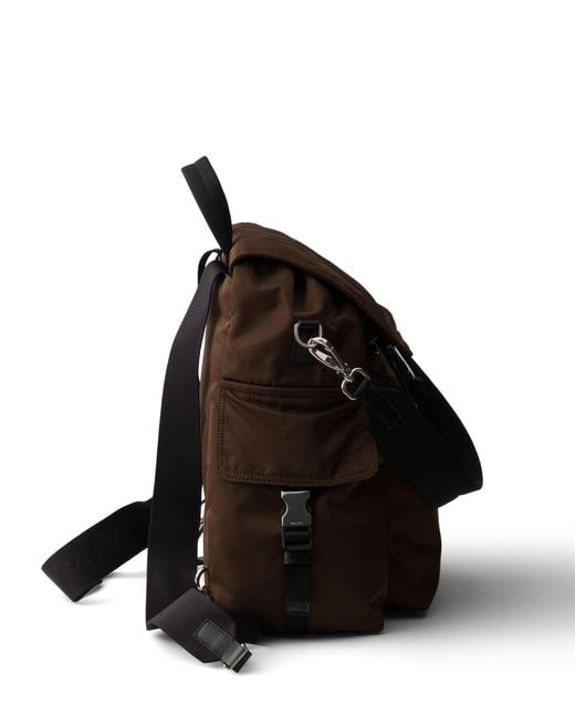 Prada Black Explore Re-Nylon And Leather Backpack for men