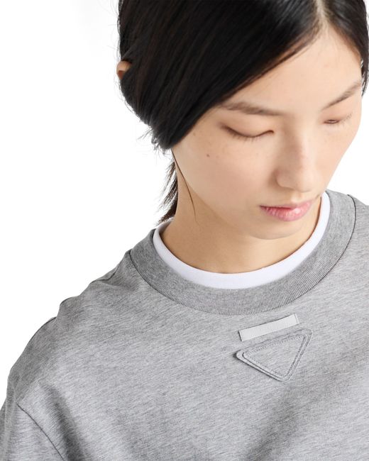 T-Shirt A Maniche Lunghe di Prada in Gray