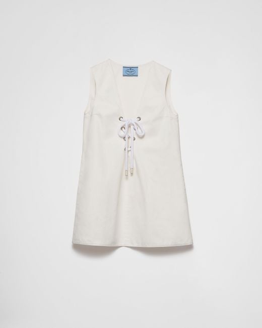 Robe Courte En Satin Vieilli Prada en coloris White