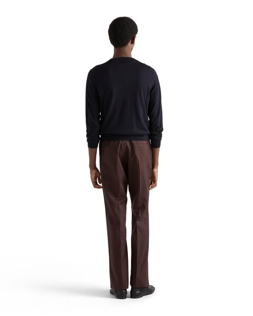 Prada Blue Superfine Wool Crew-Neck Sweater for men