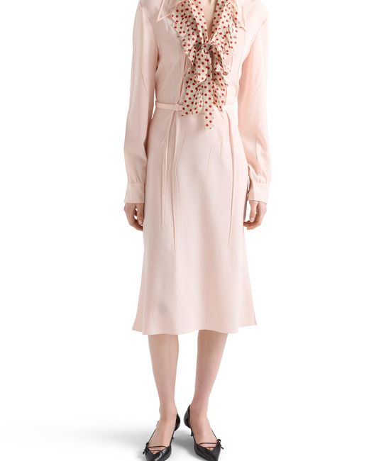 Prada Pink Embroidered Marocain Dress