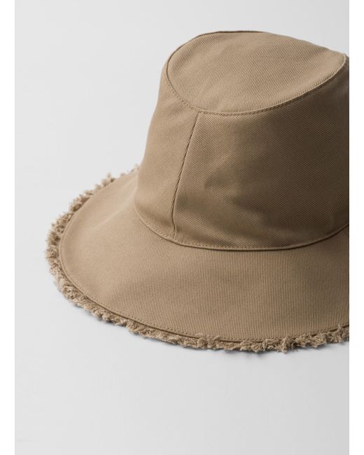 Prada Natural Fischerhut Mit Logo-Stickerei