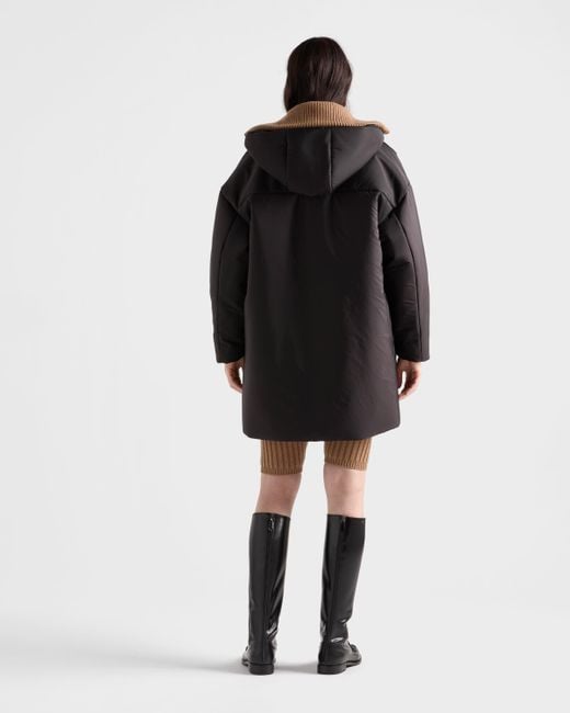 Prada Black Leichter Regenmantel Aus Re-Nylon