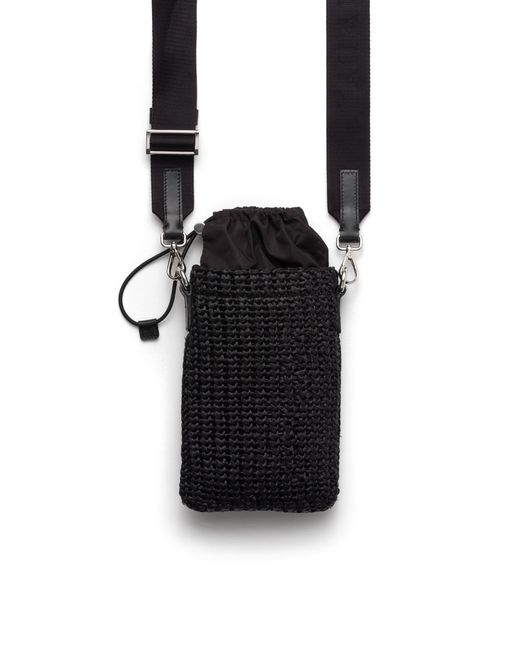Prada Black Logo-Embroidered Crochet Smartphone Case for men