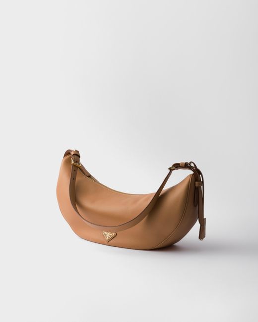 Prada Natural Demi-Lune Large Leather Shoulder Bag