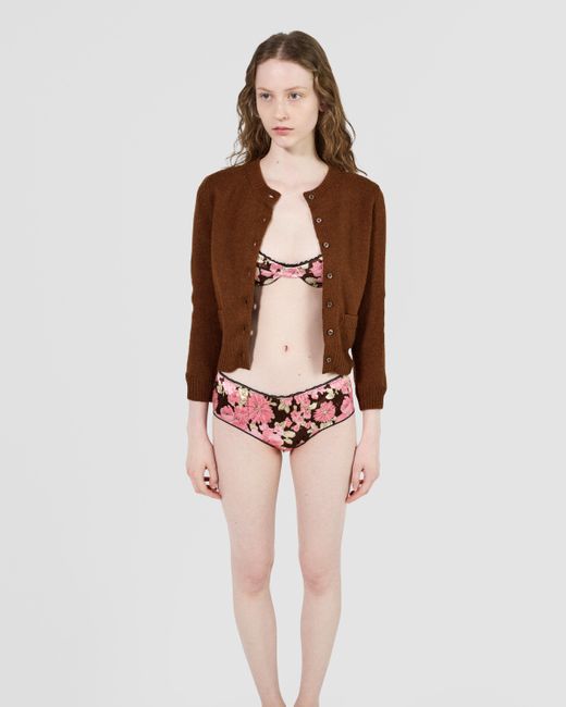 Prada Pink Printed Satin Bra