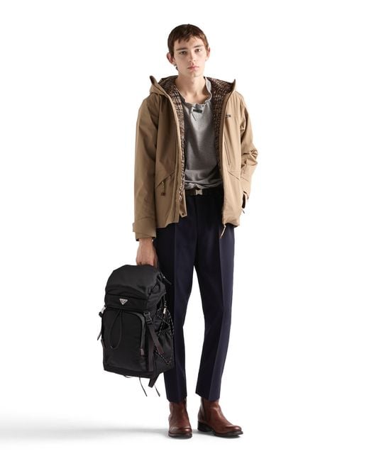 Prada Black Speedrock Re-Nylon And Leather Backpack for men