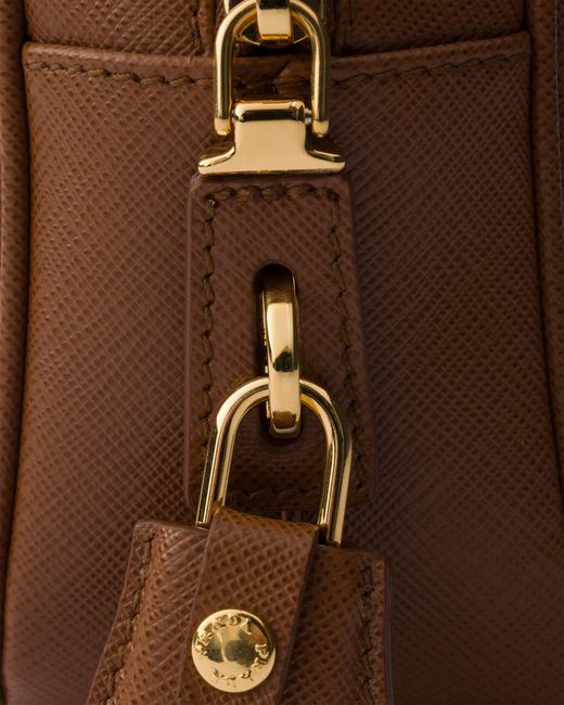 Prada Brown Small Saffiano Leather Top-Handle Bag, Cognac