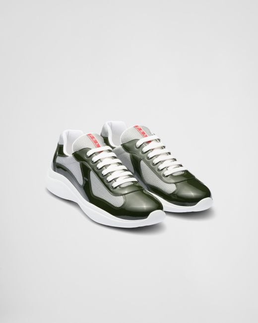 Sneakers America s Cup En Cuir Verni Et Tissu Bike Prada pour homme en coloris Blanc Lyst
