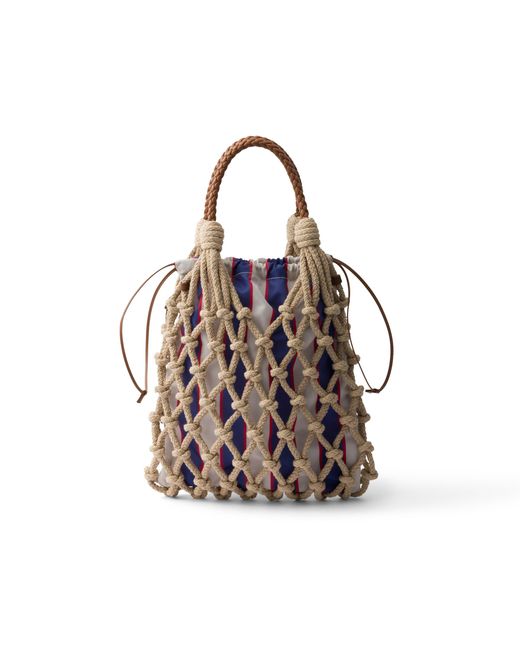 Prada Multicolor Noué Medium Cotton Macramé Bag
