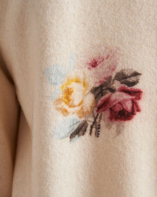 Prada Natural Printed Wool Cardigan