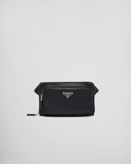 Prada Black Saffiano Leather Belt Bag for men
