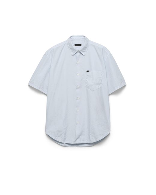 Prada Blue Short-Sleeved Cotton Shirt for men