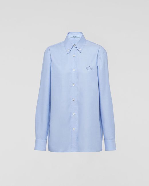 Prada Blue Gestreiftes Oxford-hemd