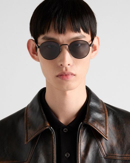 Prada Blue Sunglasses With The Iconic Metal Plaque for men