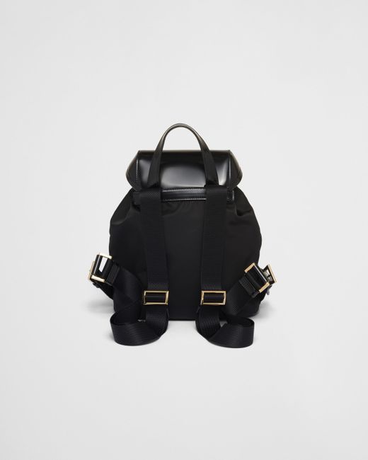 Prada Black Medium Re-nylon And Brushed Leather Backpack
