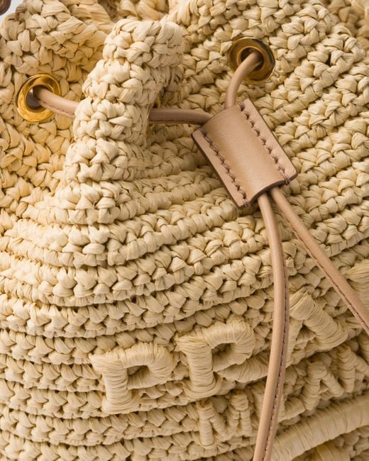 Prada Metallic Crochet And Leather Mini-Bucket Bag