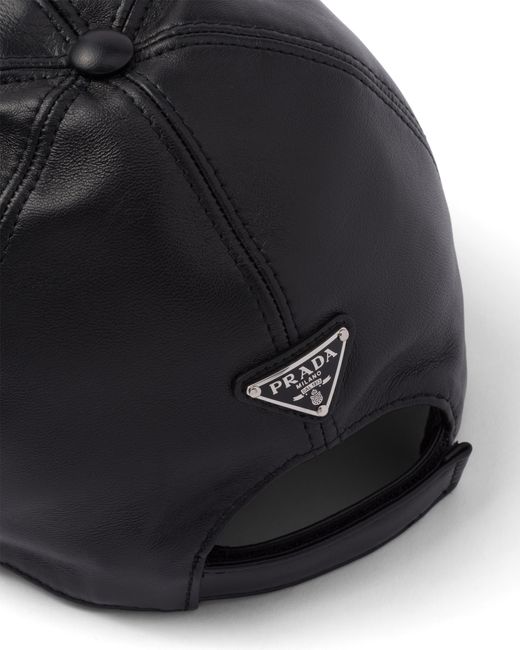 Prada Black Nappa Leather Baseball Cap for men