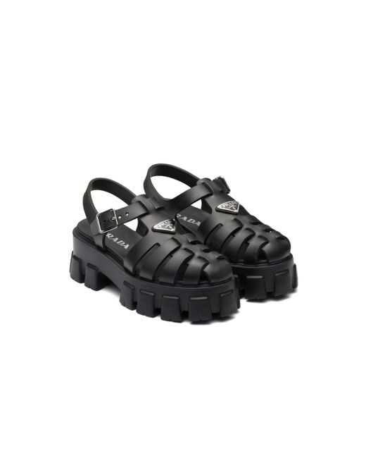Sandalias con plataforma de 55 mm Prada de color Black