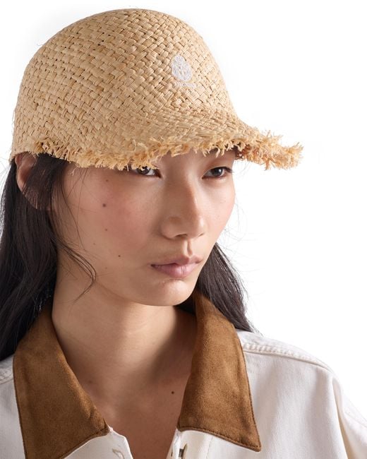Prada White Raffia Baseball Cap