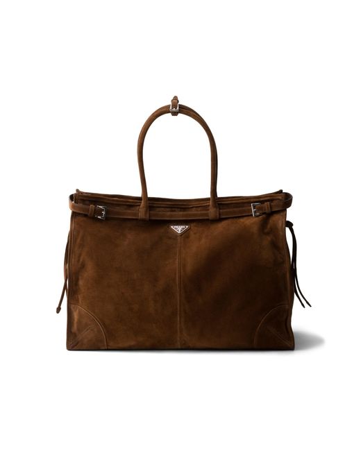 Prada Brown Bonnie Suede Tote Bag for men