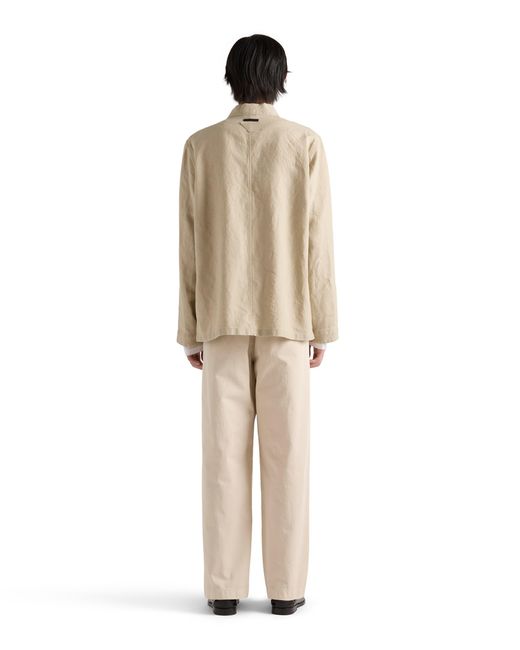 Prada Natural Single-Breasted Linen Jacket for men