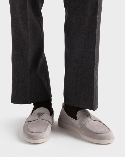 Prada Loafer Aus Wildleder in White für Herren
