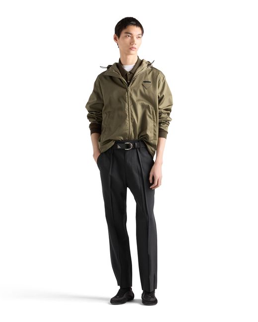 Prada Green Long-Sleeved Superfine Wool Polo Sweater, Forest for men