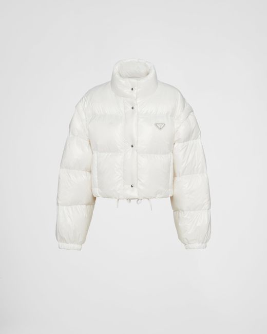 Prada White Re-nylon Cropped Down Jacket