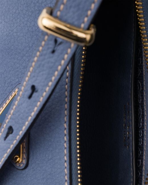 Prada Blue Arqué Small Nubuck Leather Bag