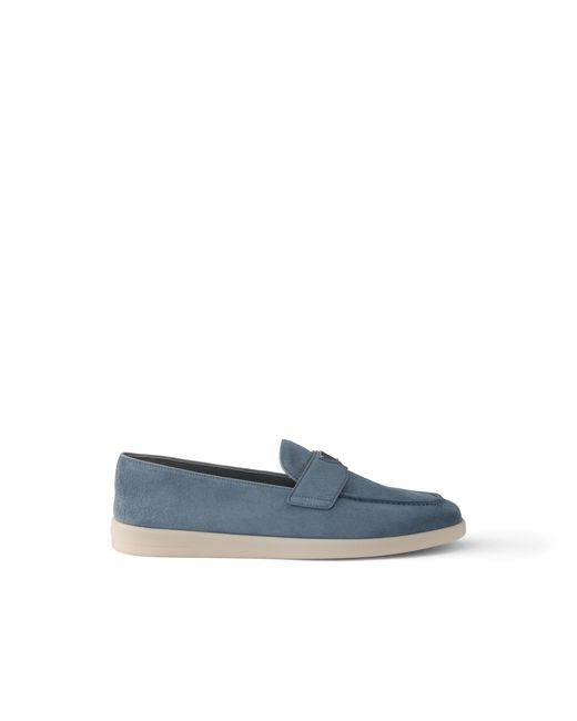Prada Blue Suede Loafers, Size 6 for men