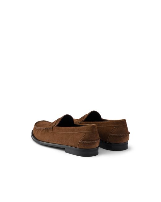 Prada Brown Vintage-Effect Suede Loafers, Size 6 for men