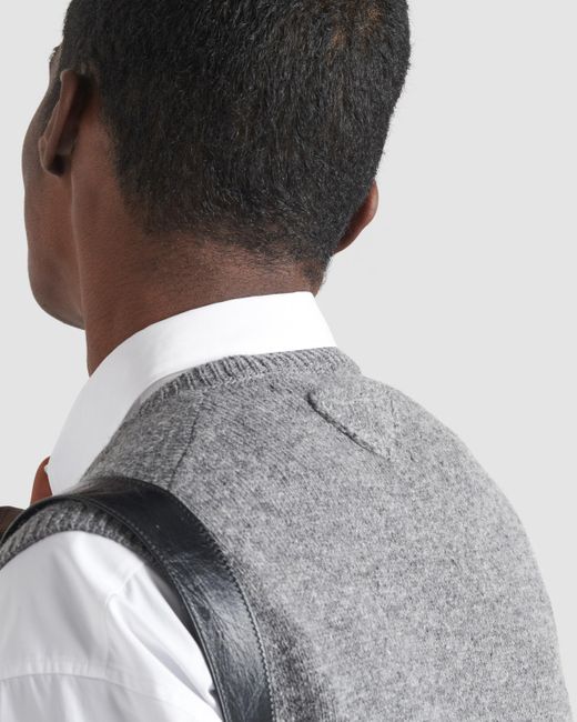 Prada Gray Shetland Wool Sweater Vest for men