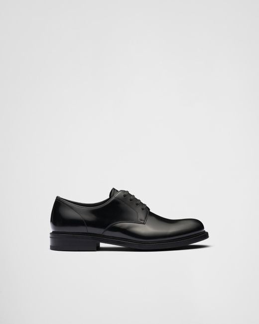Chaussures À Lacets En Cuir Brossé Prada pour homme en coloris Black