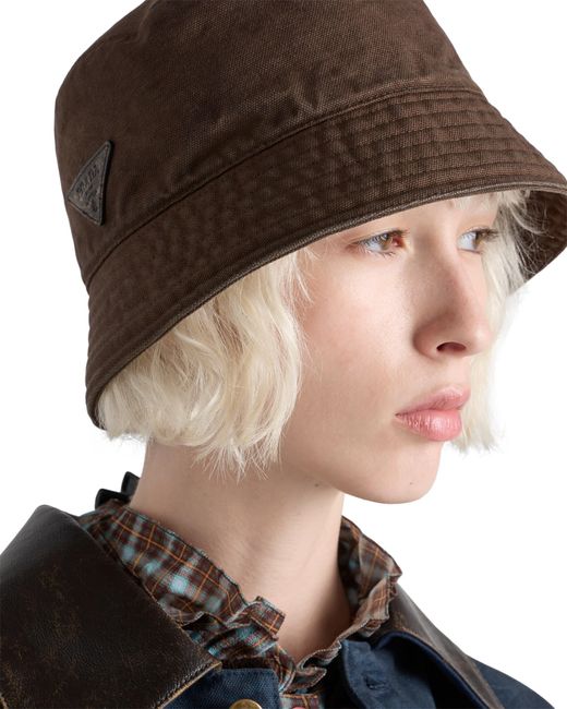Prada White Cotton Bucket Hat