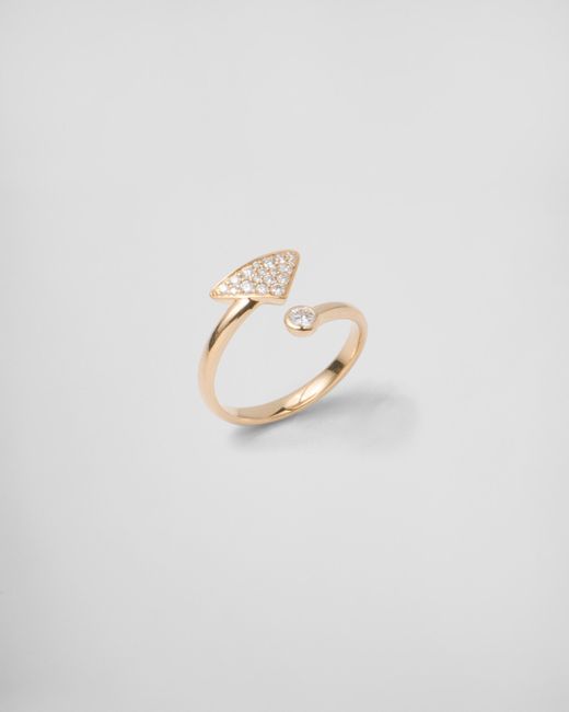 Prada White Eternal Contrarié-Ring Aus Gelbgold Mit Diamanten