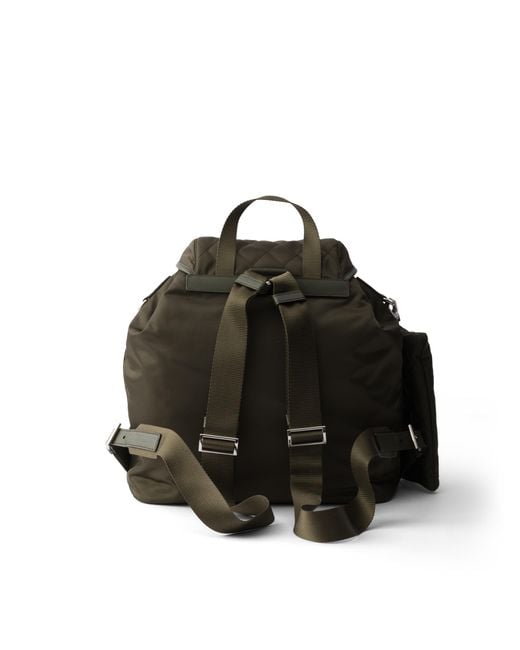 Prada Black Medium Quilted Re-Nylon Backpack With Saffiano Leather Trim