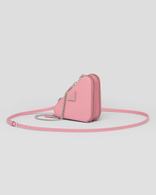 Prada Pink Saffiano Leather Mini Pouch