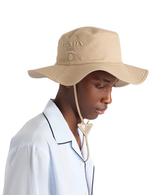 Cappello A Tesa Larga di Prada in White da Uomo