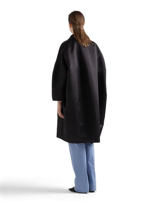 Prada Black Single-Breasted Double Satin Coat