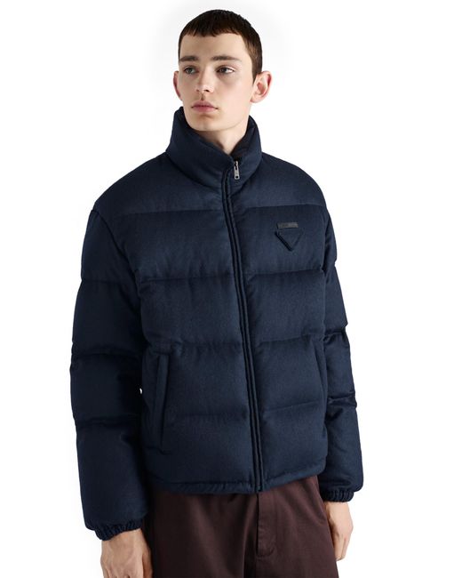 Cashmere quilted down jacket Prada de hombre de color Blue