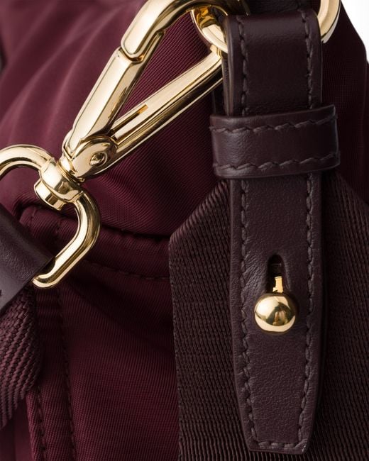 Prada Purple Explore Large Re-Nylon And Leather Bag, Burgundy