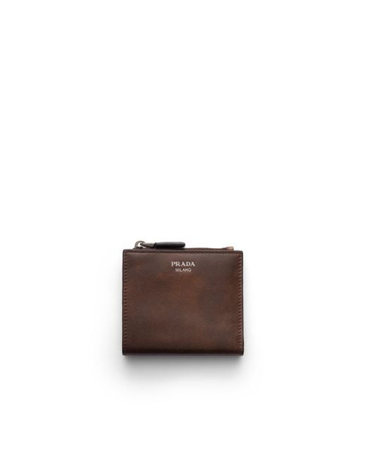 Prada Brown Small Leather Wallet for men