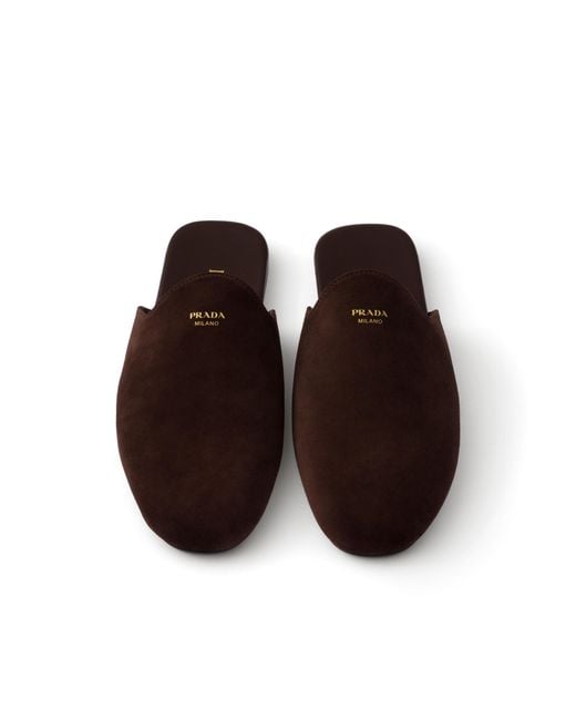 Prada Brown Suede Mules